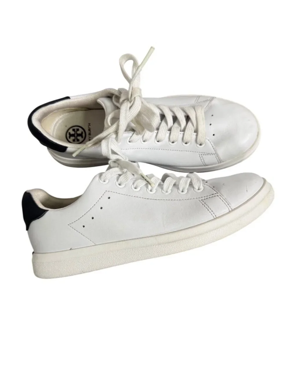 Tory Burch Howell Court Sneakers Size 6.5 Smooth Calf Titanium White Preppy Lux